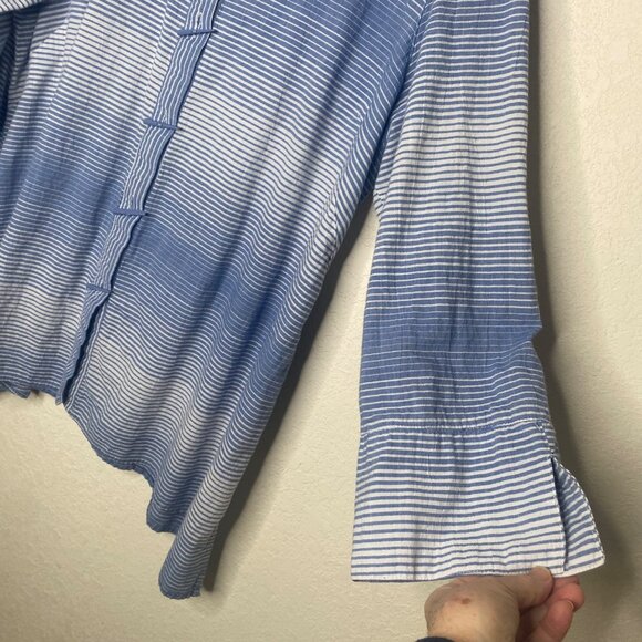 Ali Miles Tunic Top Womens 2X Blue Striped Button Front  3/4 Sleeves Lagenlook C - Picture 9 of 16